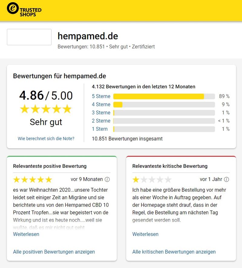 Hempamed Erfahrungen Trustedshops